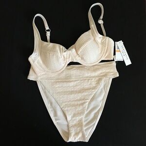 SANCTUARY Bikini Swimsuit Underwire Top High Cut Bottoms Size Small NWT